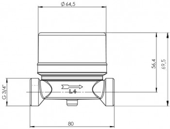 DELTAMESS / DITECH Aufputzwasserzähler kalt/warm T30 smart i OMS G¾ x 80 mm - 2,5 m³/h DT2861080