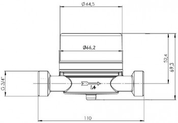DELTAMESS / DITECH Aufputzwasserzähler kalt/warm T90 smart i OMS G¾ x 110 - 2,5 m³/h DT2861110