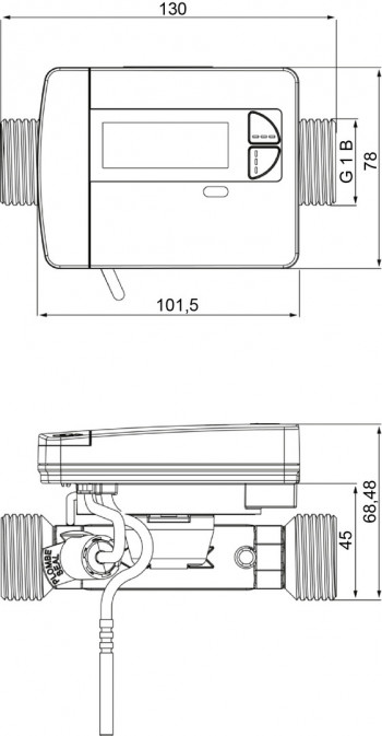 Deltamess / DITECH Ultraschall-Wärmezähler Funk-Neu G1x130mm, OMS 2,5 m3/h DT581020