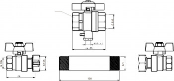 DELTAMESS / DITECH Einbausatz-Neu G1 x 130mm mit Kugelhahnverschraubungen