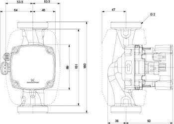 GRUNDFOS ALPHA2 GO Umwälzpumpe 32-40, 11/4" x 180 mm, 230 V 93074246