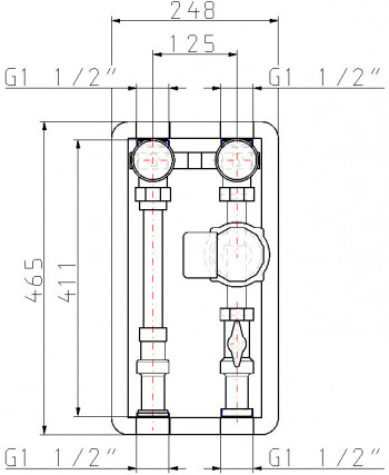 Oventrop Pumpengruppe Regumat S 180 DN 25, mit Wilo Para RS 25/6 RKA 1357072