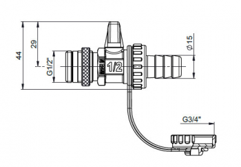 DITECH M Trinkwasser KFE-Kugelhahn Neu 1/2", mit Schlauchverschraubung DVGW
