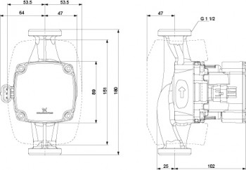 GRUNDFOS ALPHA1 GO Umwälzpumpe 25-60, 1" x 180 mm, 230 V 93074265