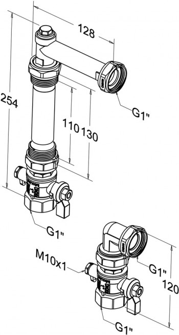 ROTH Wärmemengenzähler-Set senkrecht Einbauhöhe 360 mm, Einbaulänge 120 mm