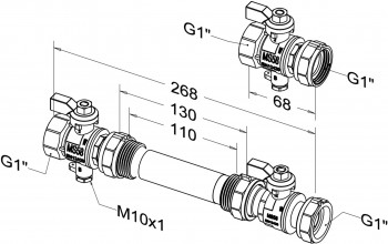 ROTH Wärmemengenzähler-Set waagrecht Einbauhöhe 250 mm, Einbaulänge 254 mm