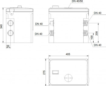 GRUNDFOS Kleinhebeanlagebox ohne Pumpe Überflursystem LIFTAWAY C40-1 96003985