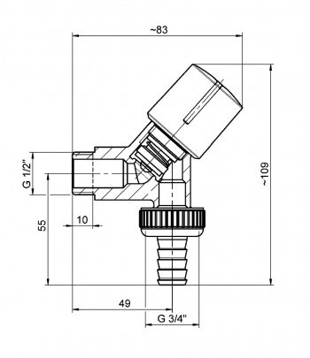 Schlösser O100 Geräteventil 1/2"x3/4 mit Rosette chrom, mit RV