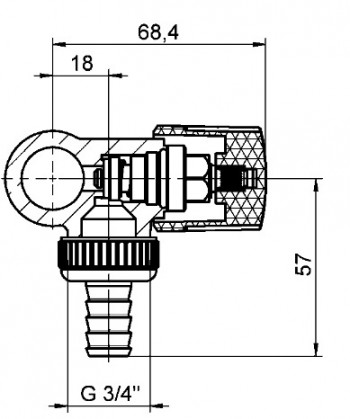 Schlösser O100 Geräteventil für Wandarmatur 3/4" chrom, Anschluss rechts