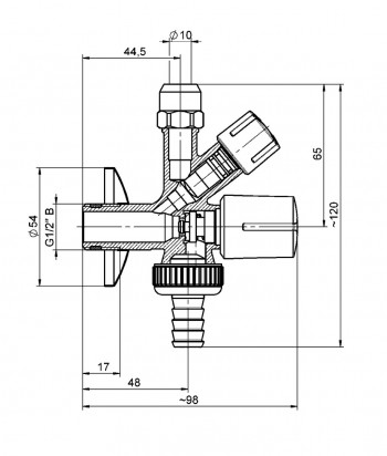 Schlösser O100 Kombi-Eckventil selbstdichtend 1/2" chrom, mit RV, DVGW