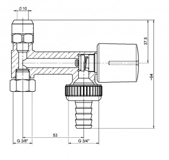 Schlösser O100 Nebenanschlußventil 3/8" chrom, mit RV