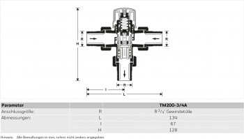 HONEYWELL Thermostatischer Wassermischer TM 200, DN 3/4" Nr. TM200-3/4A