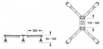 MEPA Brausewannenfuss Typ BW 5 SF f.superflache Stahl-u.Acryl-DW 1000x1000, 150140