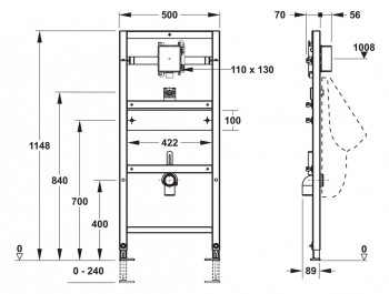 MEPA nextVIT Element für Urinal 1200 mm,für elektr. oder mechan. Spülung 532012