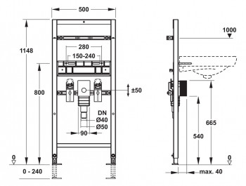 MEPA nextVIT Element für WT barrierefrei 1200 mm, für Stand- oder Wandarmatur 524002