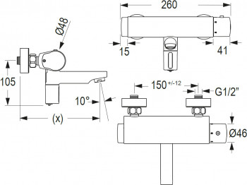 CONTI Lino Wandarmatur Aufputz W35 mit IR-Sensor, Thermostat chrom, Ausladung 200 mm 110.305.11