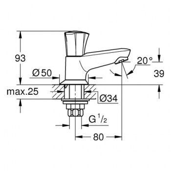 Grohe COSTA Standventil mit Strahlregler, 20404001