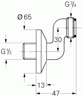 Grohe S-Anschluss 1/2" x 3/4" verstellbar 30 mm verchromt