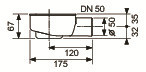 DIANA/TECE M100 Ablauf flach DN 50, Auslauf seitlich, 0,7 l/s