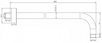 DIANA O100 Brausearm rund 300mm, 1/2" AGx1/2" AG verchromt Neu