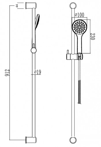 DIANA O100 Eco Brauseset 900mm, 1-strahlig verchromt Neu