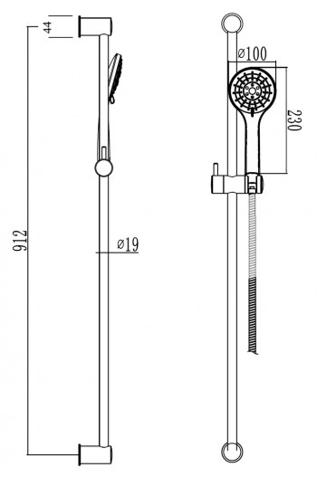 DIANA O100 Eco Brauseset 900mm, 3-strahlig verchromt Neu