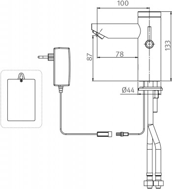 DIANA O200 Elektrik Waschtischmischer berührungslos Batteriebetrieb verchromt Neu