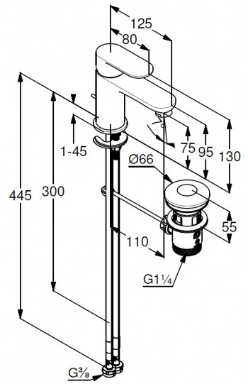 DIANA Waschtischmischer Serie O200 Neu Höhe 75mm, mit Ablaufgarnitur chrom