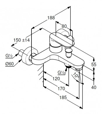 DIANA O200 AP-Wannenmischer chrom Neu