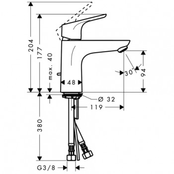 Hansgrohe FOCUS Waschtischmischer 100 mit Ablaufgarnitur, chrom, 31607000