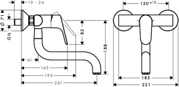 Hansgrohe FOCUS Spültischmischer Wandmodell, chrom,