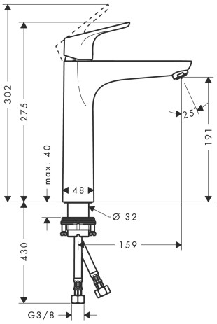 Hansgrohe FOCUS Waschtischmischer 190 ohne Ablaufgarnitur, chrom, 31518000