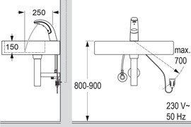 IQUA / Conti Waschtischarmatur A10, mit IR-Sensor, mit Mischung, Click, Batterie, ohne Ablg., chrom