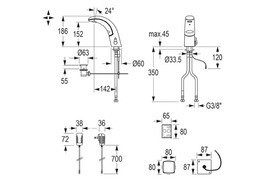 IQUA / Conti Waschtischarmatur A10, mit IR-Sensor, mit Mischung, Click, Batterie, ohne Ablg., chrom