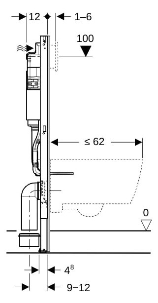 Geberit DuofixBasic Element für Wand-WC, 112 cm, mit Delta UP-Spülkasten 12 cm