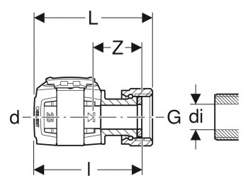 GEBERIT FlowFit Anschluss gerade, 16 mm x 1/2", ÜM, Flachdichtung