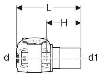 GEBERIT  Flowfit Übergang auf GEBERIT Mapress 20 x 18 mm, mit Einschubende