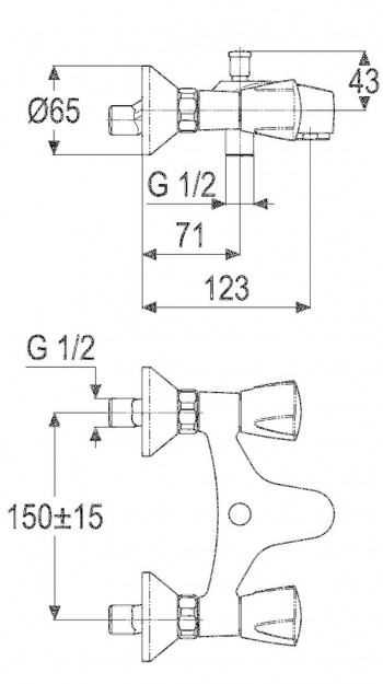 Schulte Heinrich 2-Griff AP Wannenarmatur ohne Brausegarnitur, eigensicher