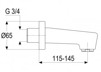 Schulte Heinrich Wanneneinlauf, Ausladung 145 mm, 3/4"