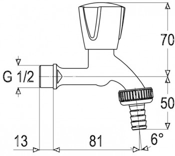 Schulte Heinrich Auslaufventil mit Schlauchverschraubung, G 1/2", kalt