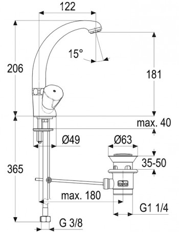 Schulte Heinrich 2-Griff Waschtischarmatur, Grussauslauf 120 mm mit Ablaufgarnitur