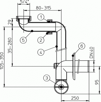 Hutterer & Lechner Raumspar Waschtisch Möbelsifon DN40 x 5/4"