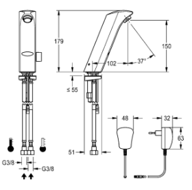 Franke-Protronic-S Waschtischarmatur mit Steckernetzteil mit Mischer