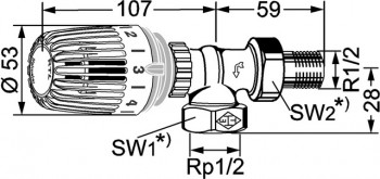 Heimeier Rücklauftemperaturbegrenzer RTL 1/2" Eck