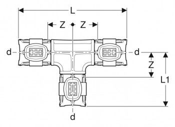 GEBERIT FlowFit T-Stück 25 x 25 x 25 mm