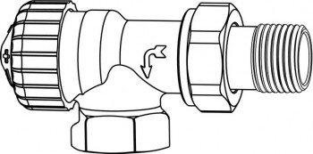 Heimeier Thermostatventil V-exakt II 1/2" Eck, umgekehrte Flussrichtung, Voreinst.