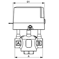 ESBE Zonenventil 3-Wege, motorisch ZRS234, DN 25, Kvs 5.7, 43123300