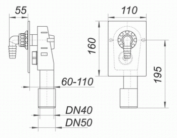 Dallmer Wandeinbau Waschgeräte-Sifon HL 400