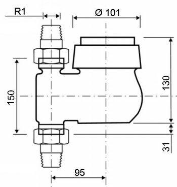 Steigrohr-Hauswasserzähler MNK 10,0 ST Kaltwasser DN25 1 1/4" AG