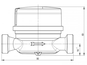 Wohnungs-Wasserzähler DN 15, Warm/Kaltwasser, Q3 2.5, 80 mm 3/4" Außengewinde